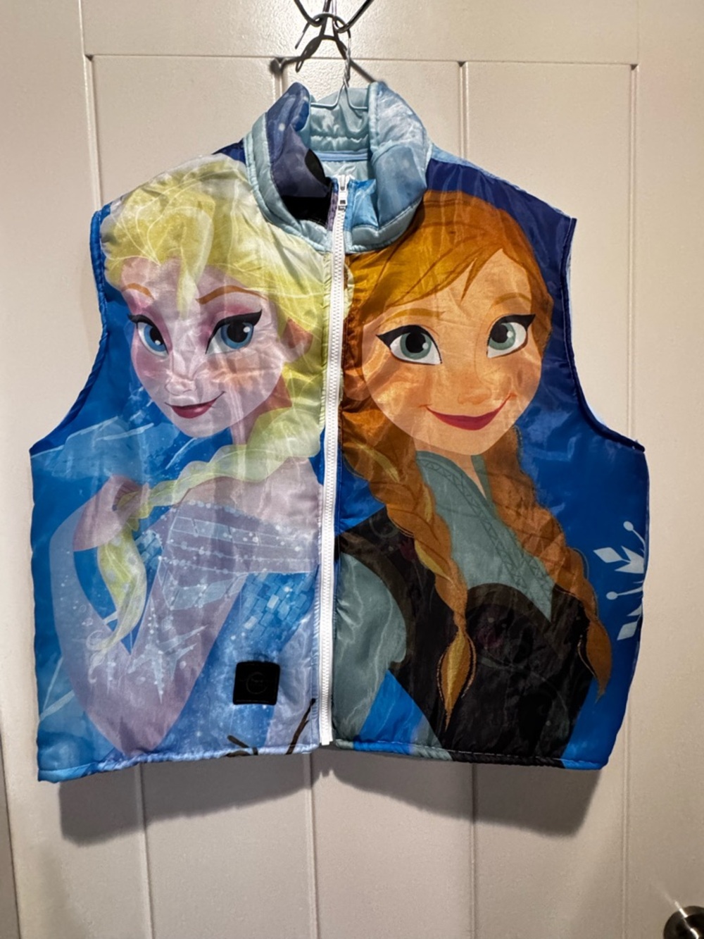 Ladies Blue Puffer Vest Featuring Elsa & Anna